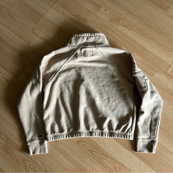 Champion Tan Mock Neck Cropped Sweatshirt Medium - Picture 9 of 9
